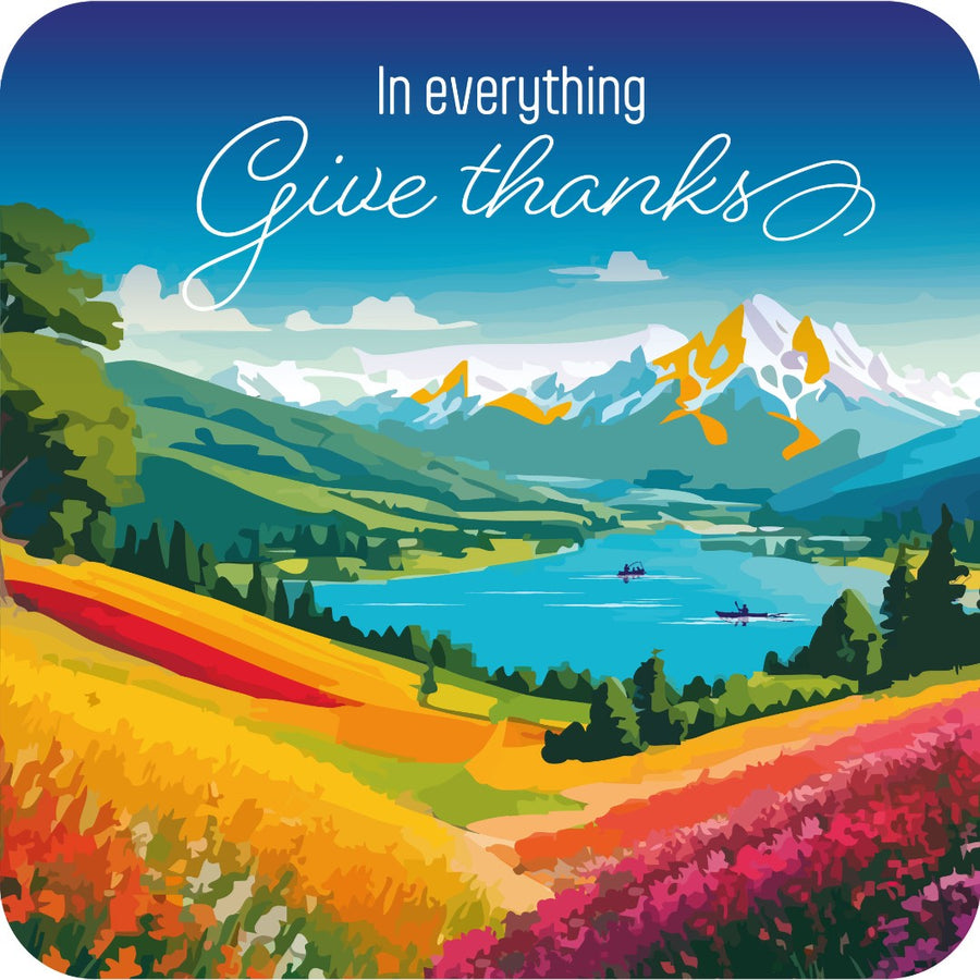 Give Thanks Cork Coaster - Re-vived