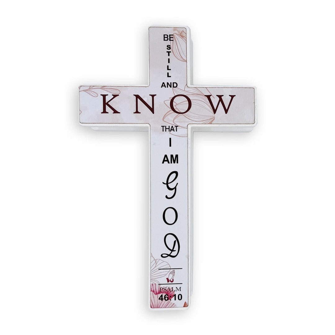 Small Standing Cross – Be Still And Know That I Am God - Re-vived
