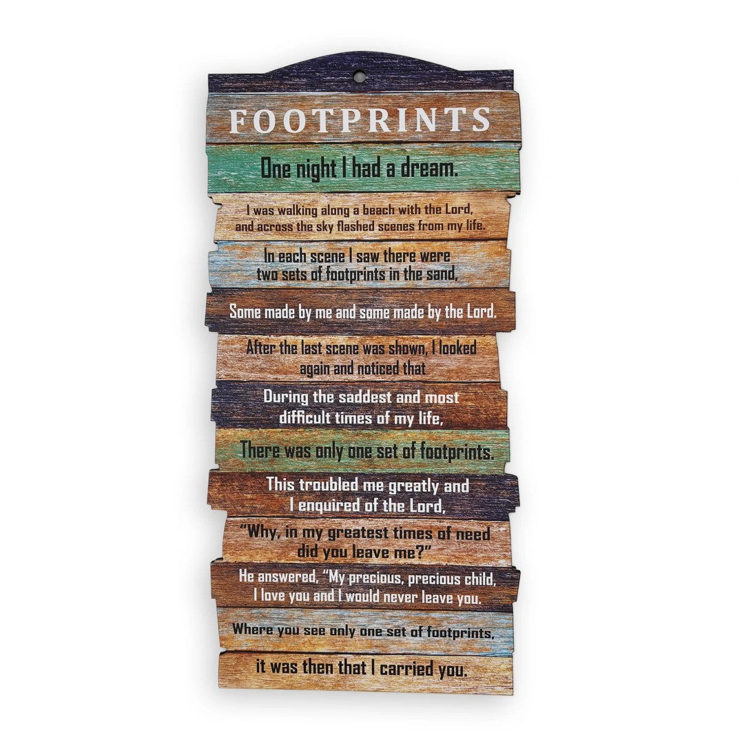 Large Stacked Wooden Plaque – Footprints - Re-vived