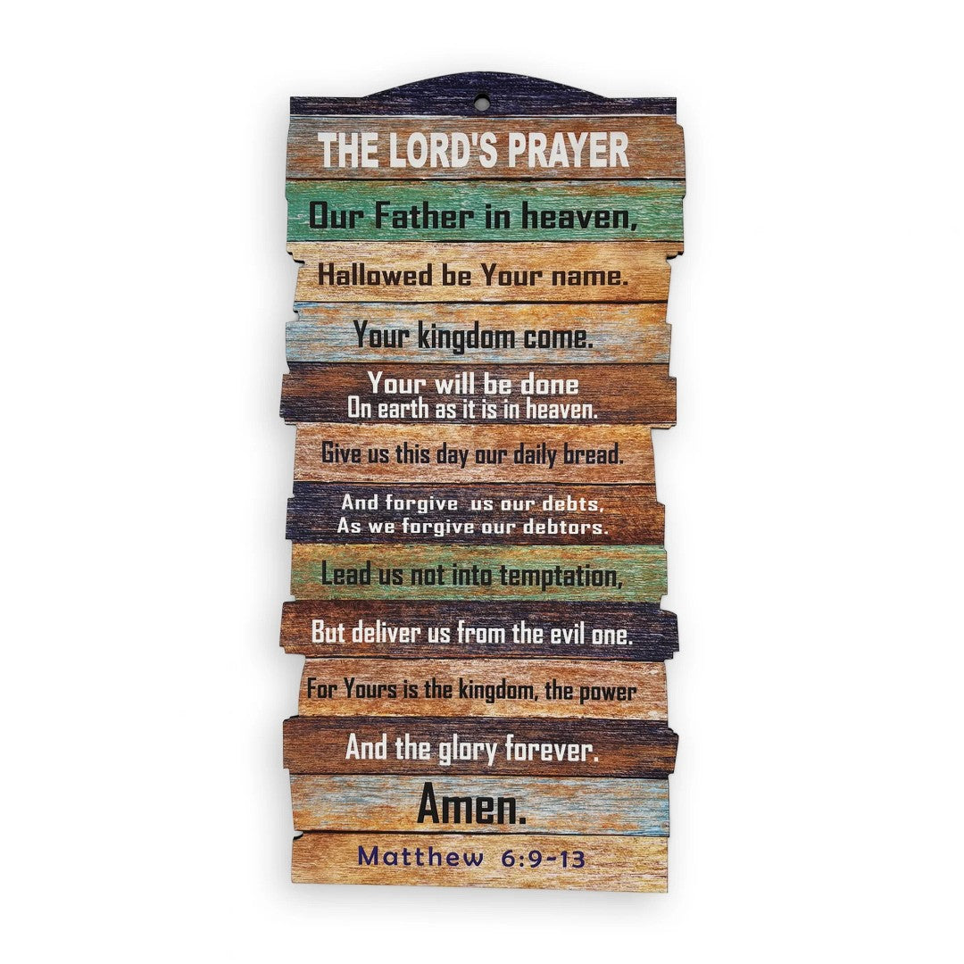 Small Stacked Wooden Plaque – The Lord’s Prayer - Re-vived