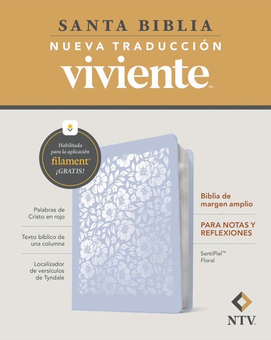 Biblia De Margen Amplio NTV Con Filament, Floral