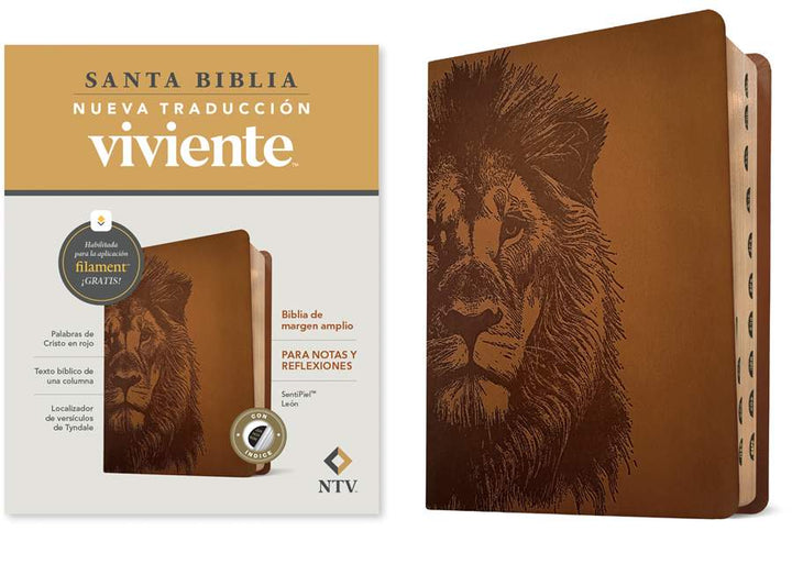 Biblia De Margen Amplio NTV Con Filament, León, Con Indice - Re-vived