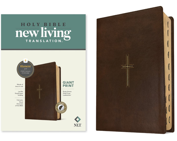 NLT Giant Print Bible, Filament Enabled, Rustic, Indexed - Re-vived