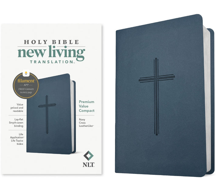 NLT Premium Value Compact Bible, Filament Enabled, Navy - Re-vived
