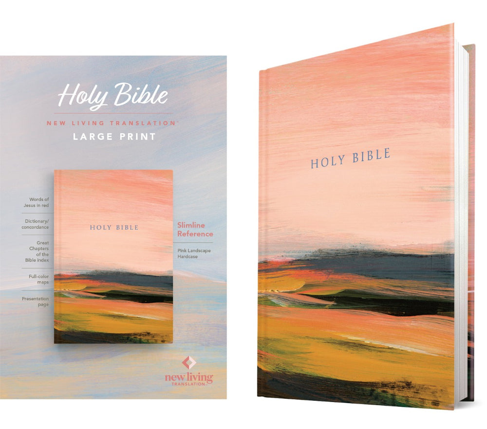 NLT Large Print Slimline Reference Bible, Pink Landscape - Re-vived