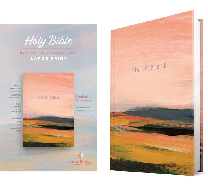 NLT Large Print Slimline Reference Bible, Pink Landscape - Re-vived