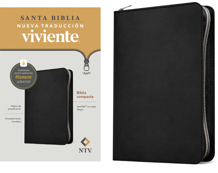Biblia Compacta NTV De Zíper, Con Filament, Negro - Re-vived