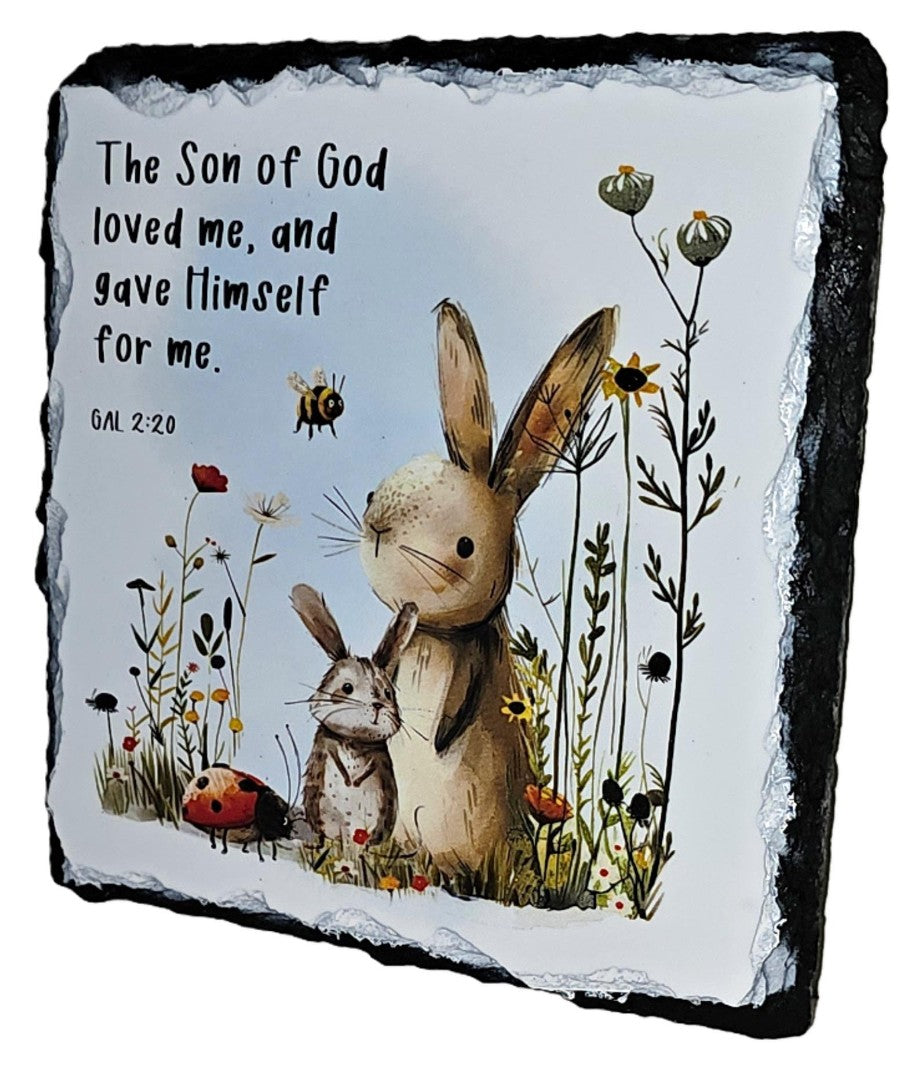 Bible Slate - The Son Of God Loved Me - Rabbit & Mouse - Re-vived