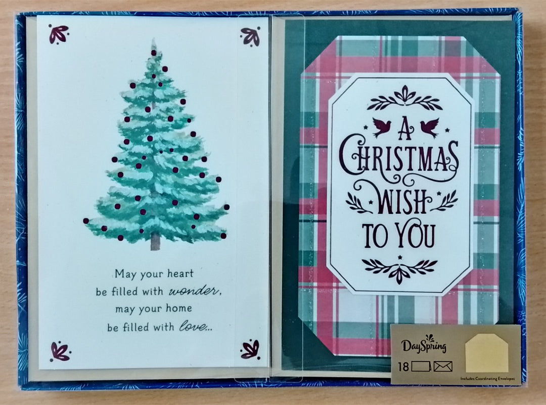 Christmas Boxed Cards: Plaid & Tree Assortment (Box of 18)