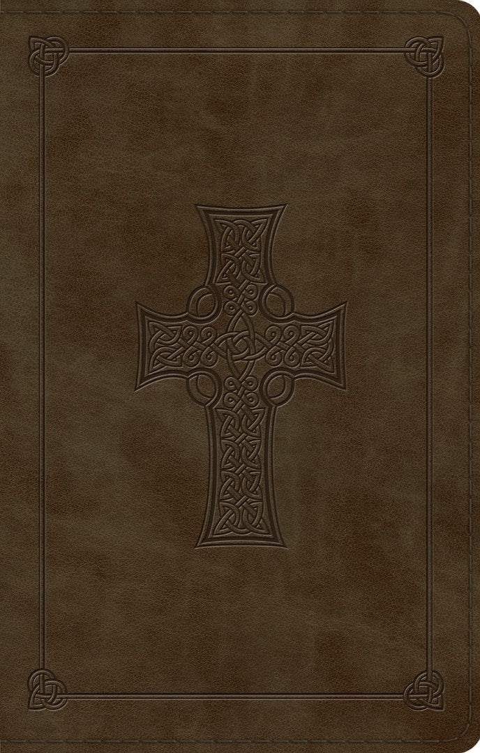 ESV Large Print Value Thinline Bible, Olive, Celtic Cross
