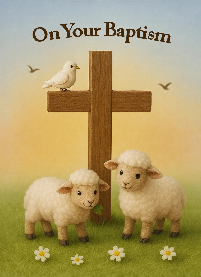 On Your Baptism Lambs with Cross Card (pack of 6)