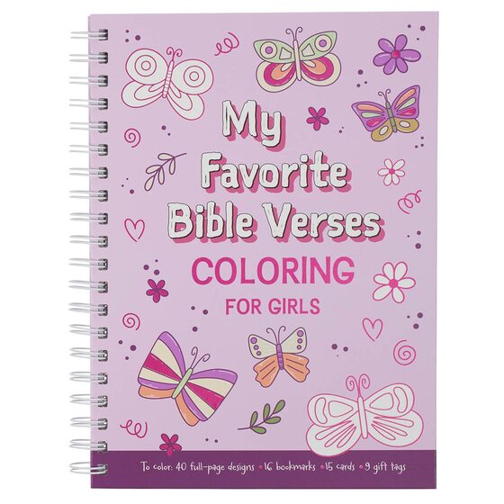 My Favorite Bible Verses Pink Wirebound Coloring Book