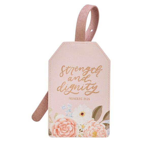 Luggage Tag Pink Strength & Dignity Prov. 31:25 - Re-vived