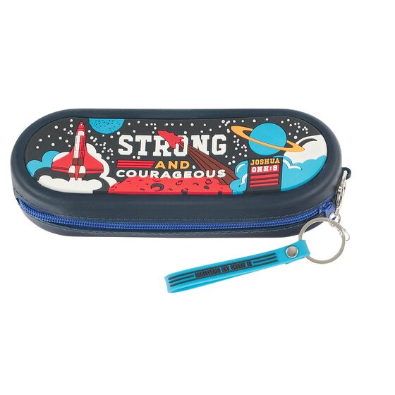 Pencil Case Navy Strong And Courageous Josh. 1:9 - Re-vived