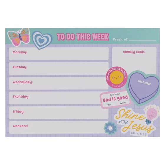Weekly Planner Undated Shine For Jesus Matt. 5:16 - Re-vived