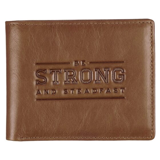Wallet Leather Tan Be Strong And Steadfast Deut. 31:6