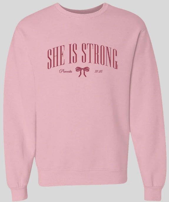 She Is Strong Bow Crew Fleece XL