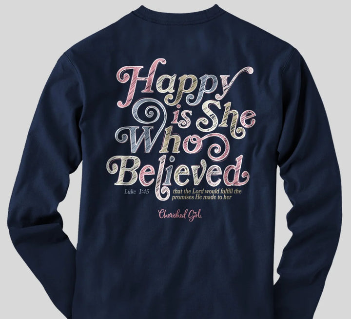 Happy Is She Long Sleeve Tee Large