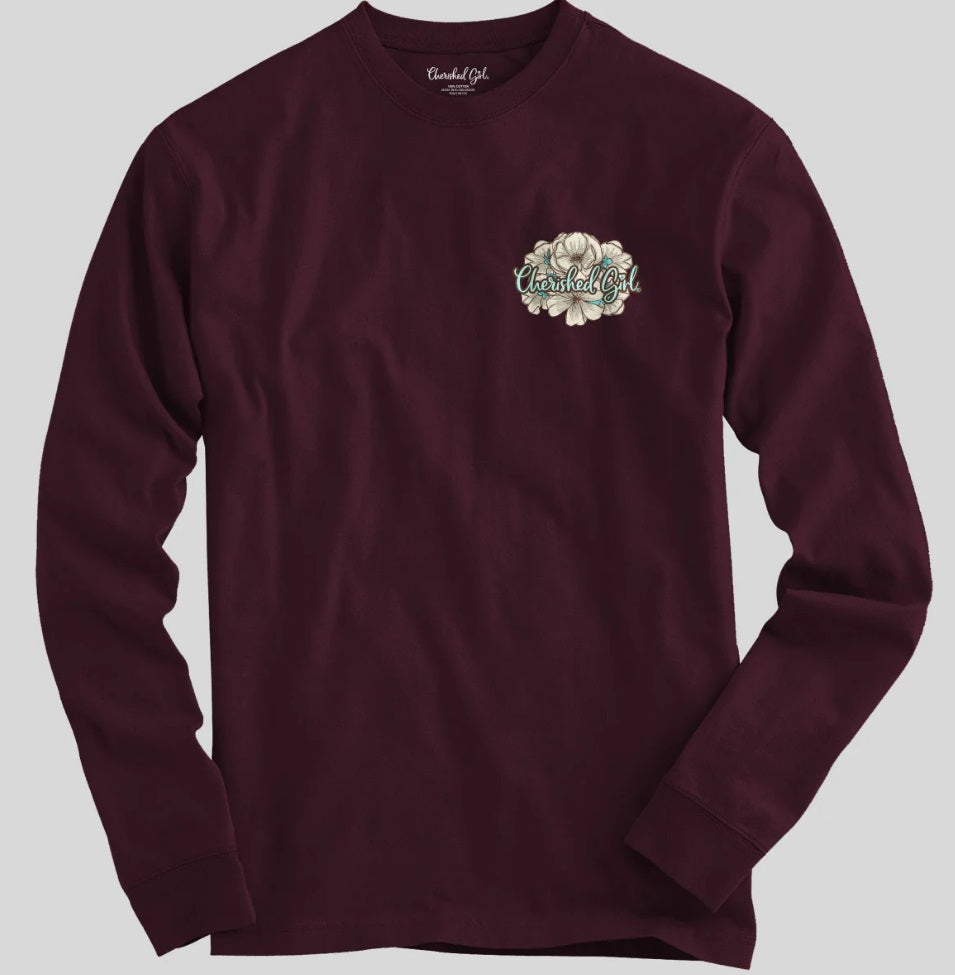 Turquoise Cross Long Sleeve Tee Large