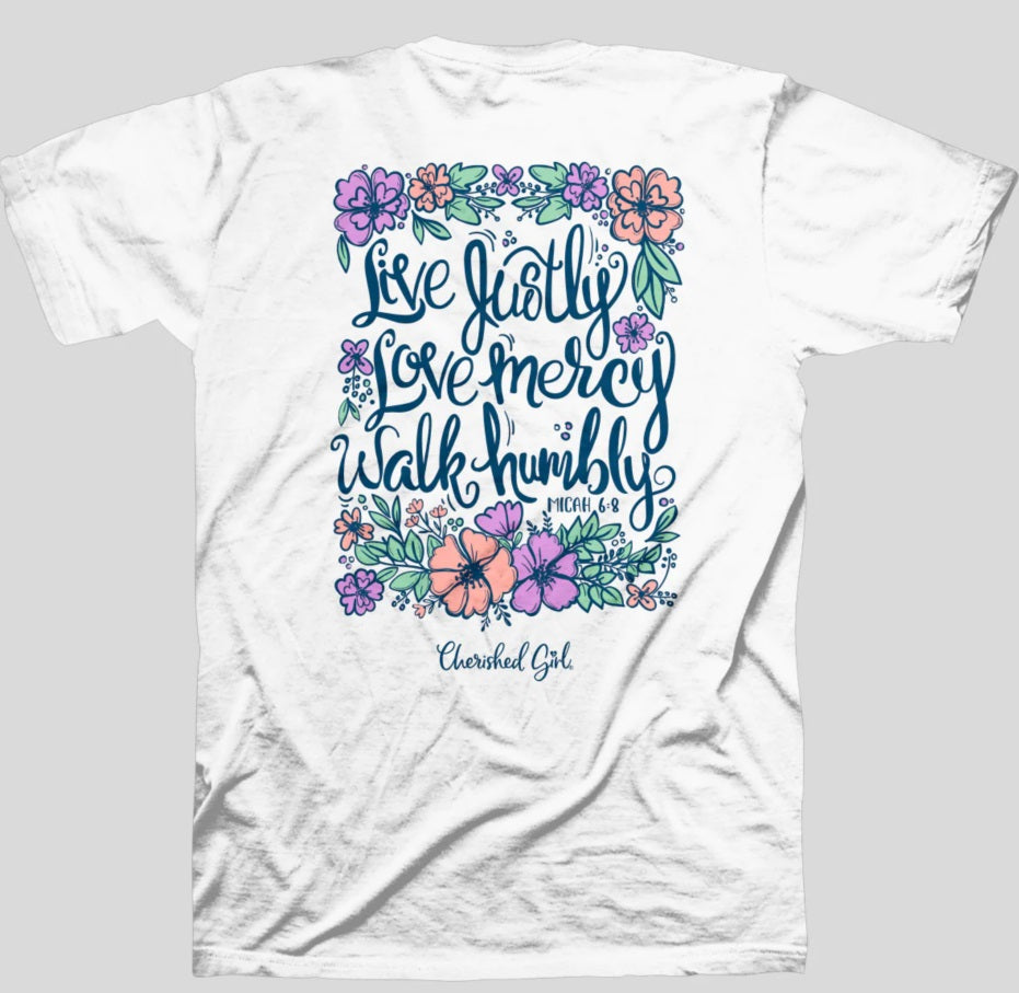 Live Justly Cherished Girl T-Shirt Small - Re-vived