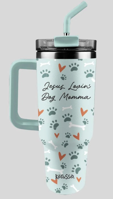Dog Momma - 40 Oz Stainless Steel Mug with Straw - Re-vived
