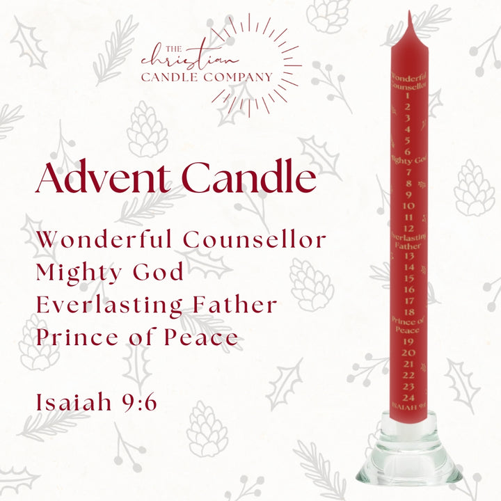Names of Jesus Red Advent Candle - Isaiah 9:6