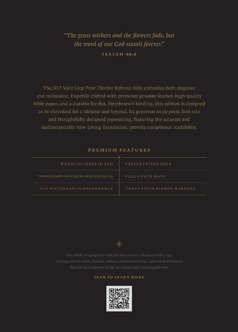 NLT Select Large Print Thinline Reference Bible, Black - Re-vived