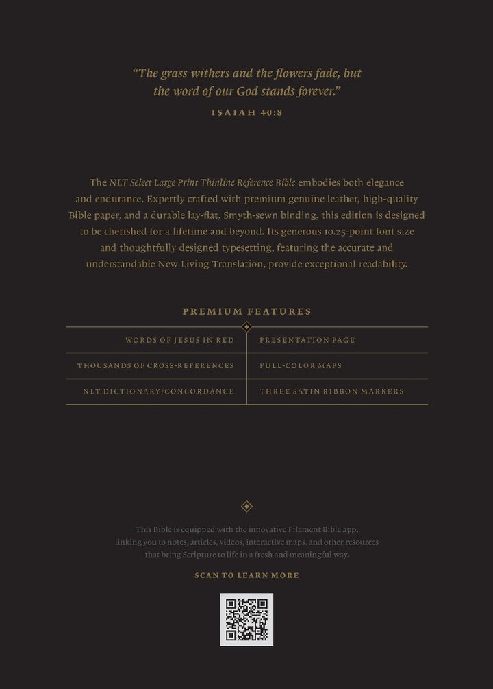 NLT Select Large Print Thinline Reference Bible, Black - Re-vived