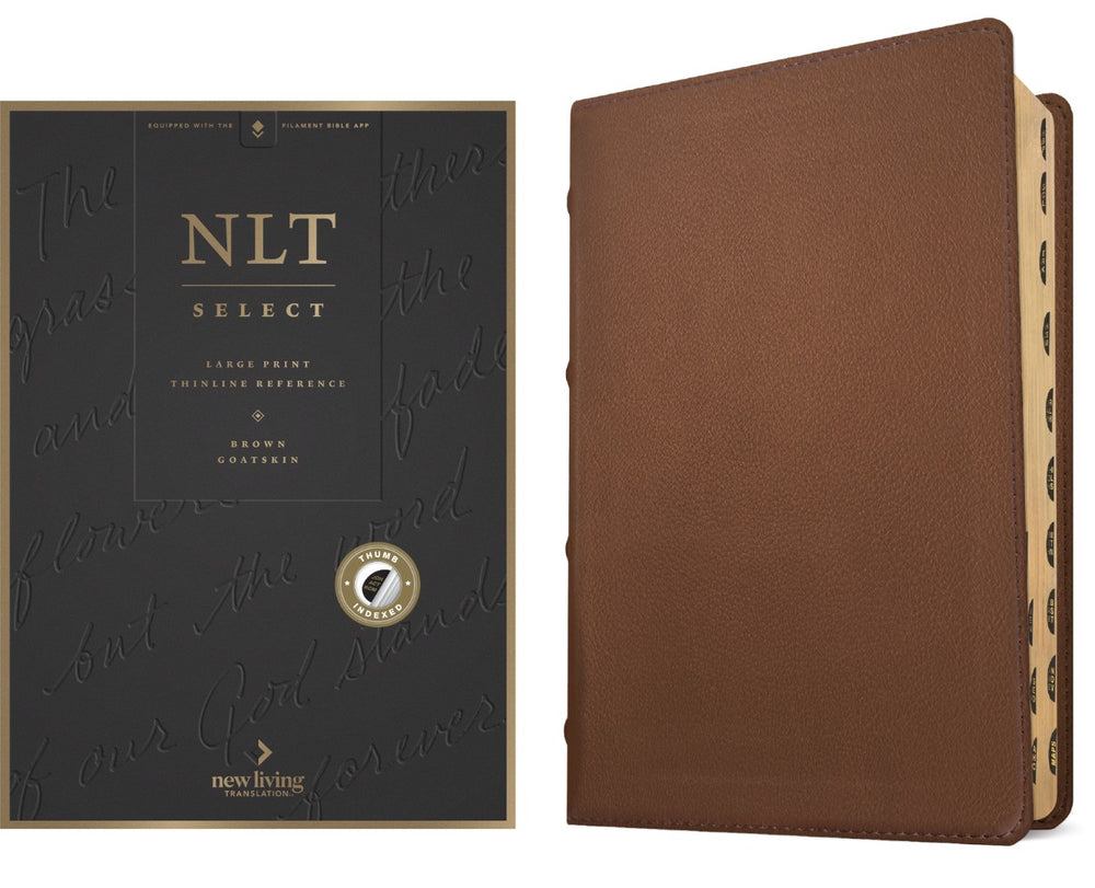 NLT Select Large Print Thinline Reference Bible, Brown - Re-vived