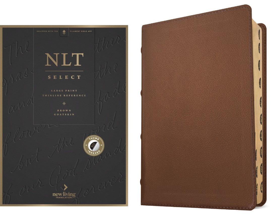NLT Select Large Print Thinline Reference Bible, Brown - Re-vived