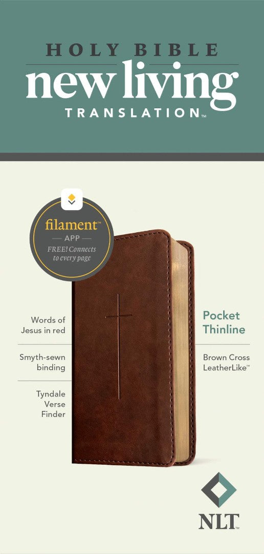 NLT Pocket Thinline Bible, Filament Enabled, Brown - Re-vived