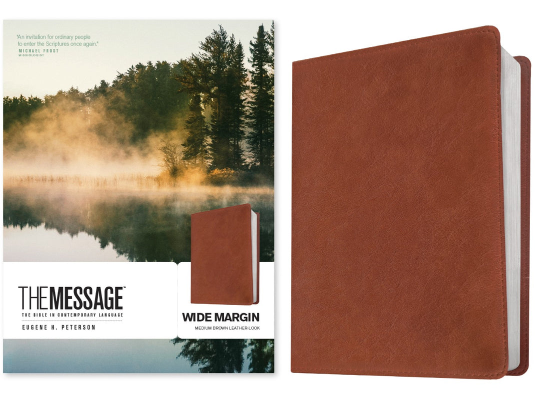 The Message Wide Margin Bible, Medium Brown - Re-vived