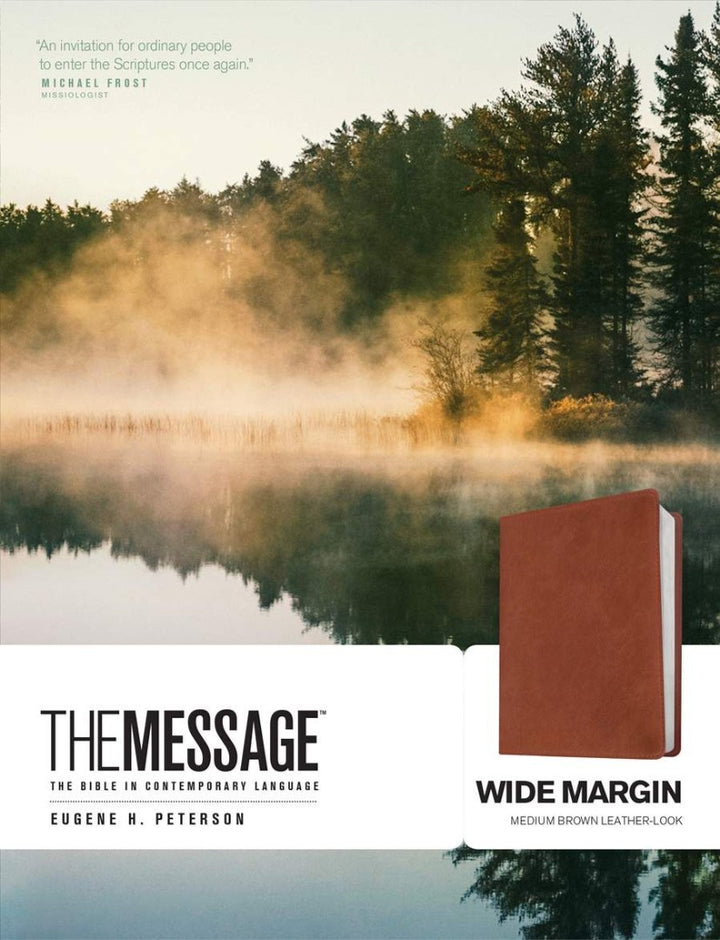 The Message Wide Margin Bible, Medium Brown - Re-vived