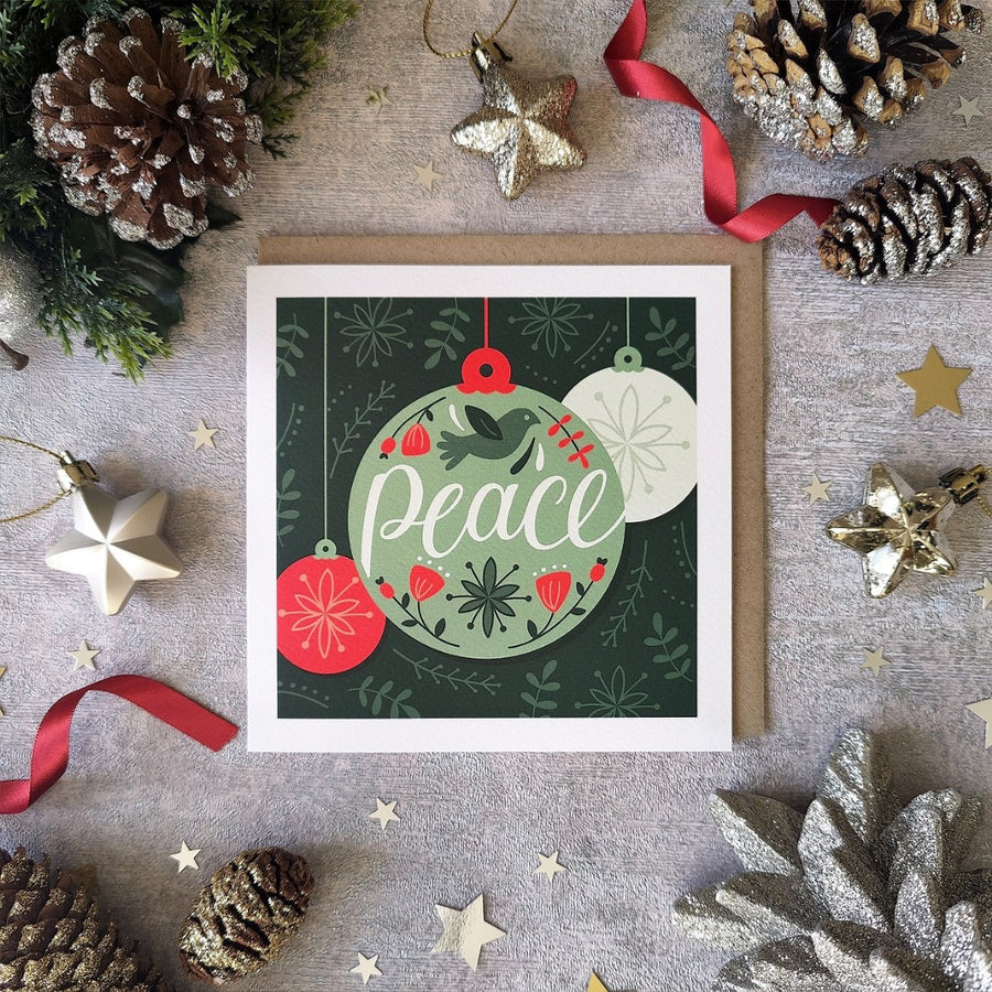Peace Bauble - Christmas Card - Re-vived