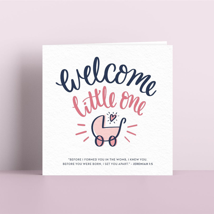 Welcome Little One Card - Pink - Re-vived
