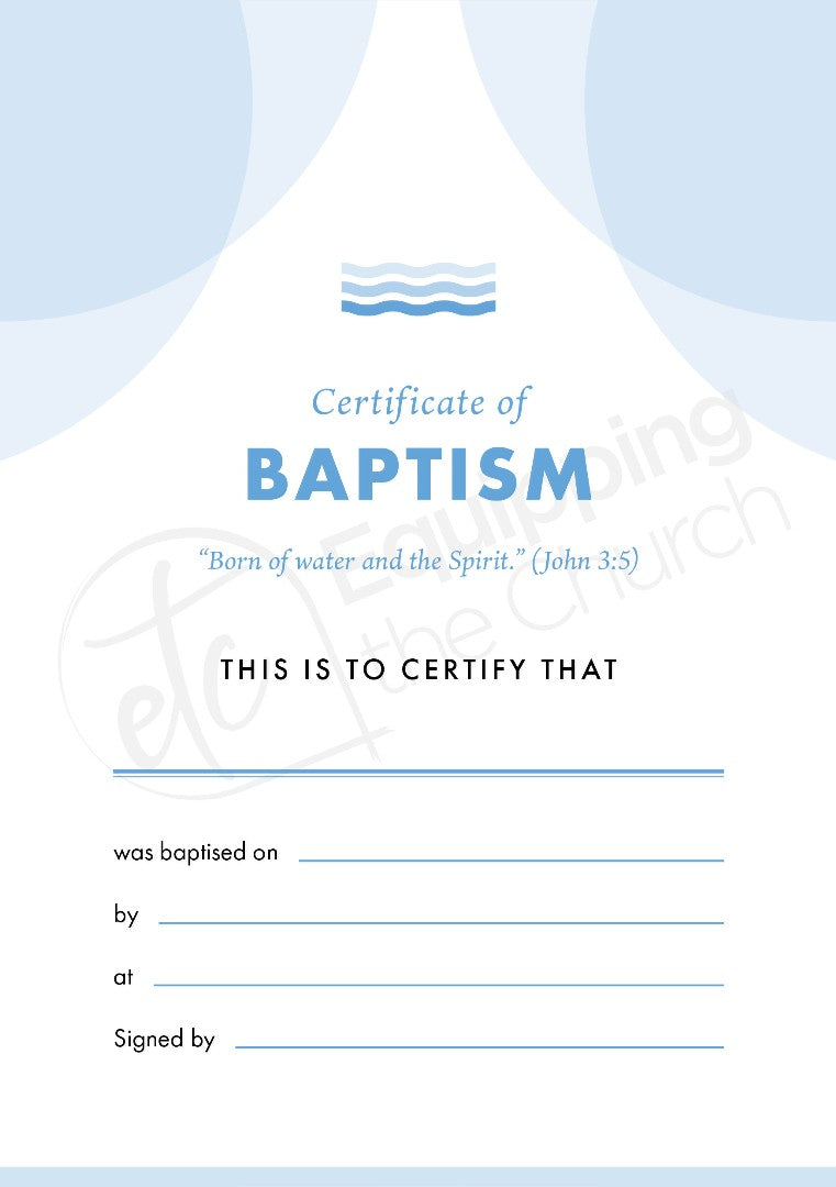 ETC Baptism Certificate A4 Portrait (pack of 10) - Re-vived