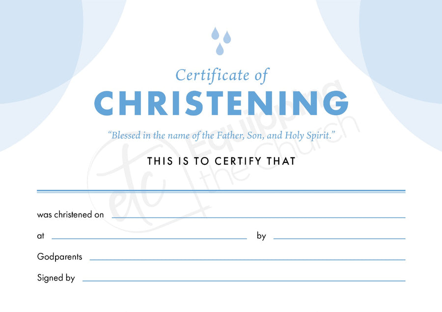 ETC Christening Certificate A5 Landscape (pack of 10) - Re-vived
