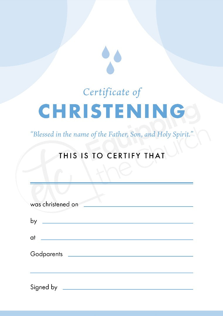 ETC Christening Certificate A4 Portrait (pack of 10) - Re-vived