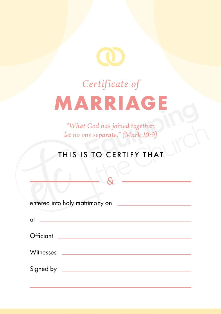 ETC Marriage Certificate A5 Portrait (pack of 10) - Re-vived