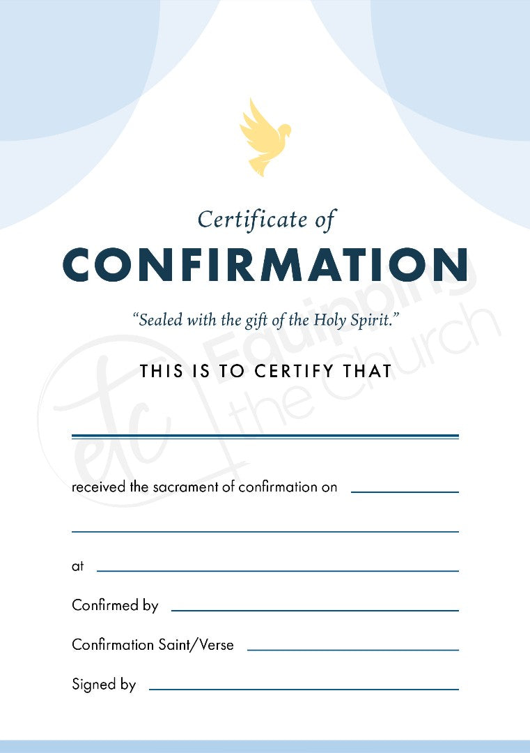ETC Confirmation Certificate A5 Portrait (pack of 10) - Re-vived