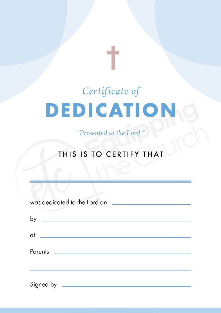 ETC Dedication Certificate A5 Portrait (pack of 10) - Re-vived
