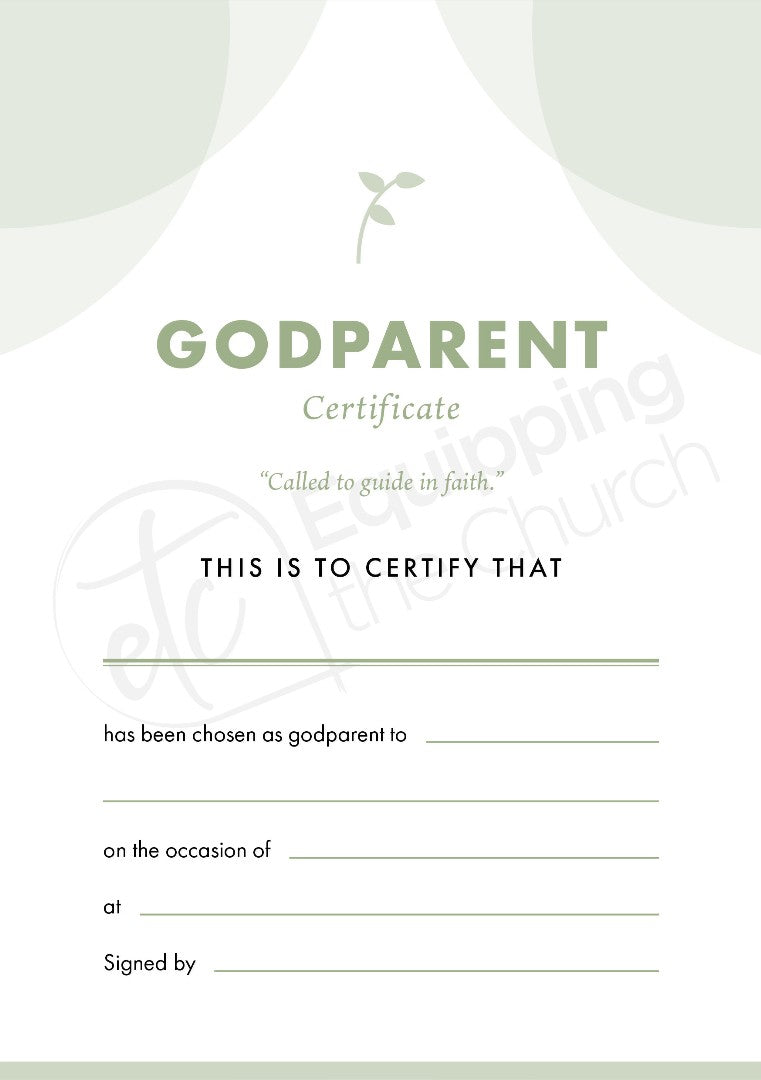 ETC Godparent Certificate A5 Portrait (pack of 10) - Re-vived