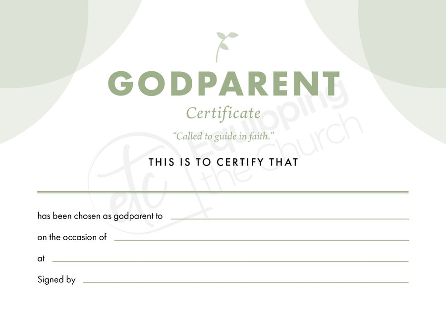 ETC Godparent Certificate A4 Landscape (pack of 10) - Re-vived