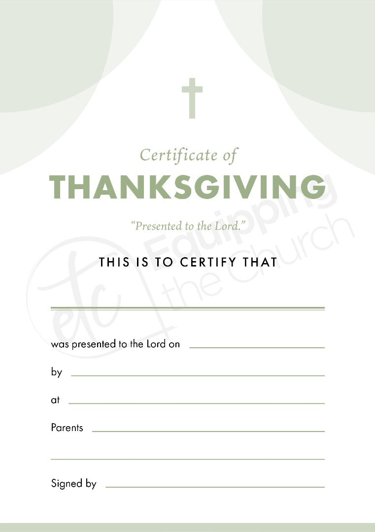 ETC Thanksgiving Certificate A4 Portrait (pack of 10) - Re-vived