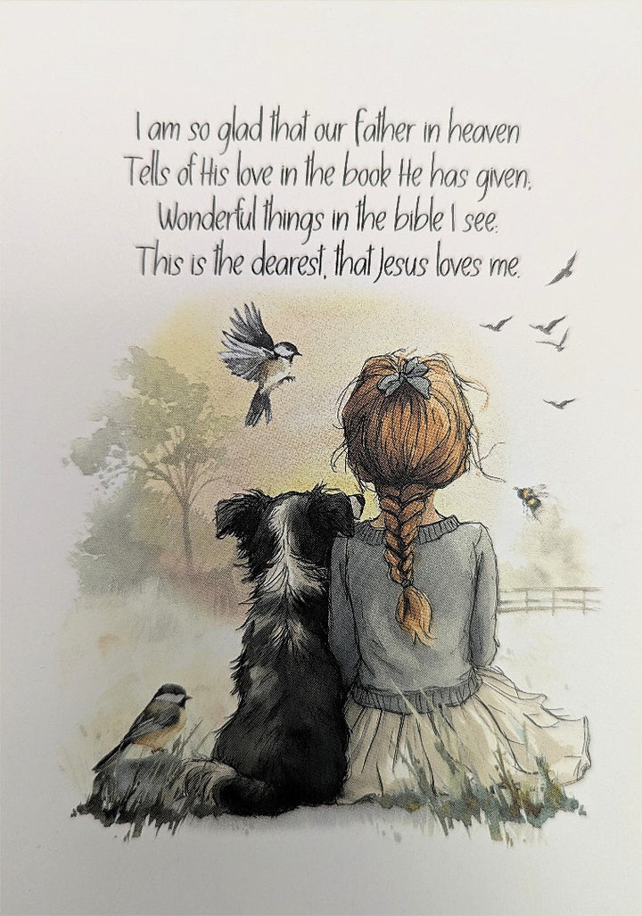 Our Father in Heaven (Girl & Dog) Bible Card - Re-vived