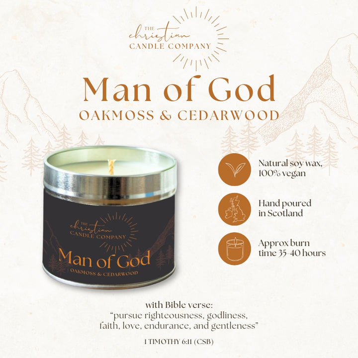 Man of God - Oakmoss & Cedarwood Candle In A Tin - Re-vived