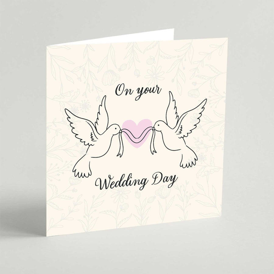 On Your Wedding Day Doves Square Card