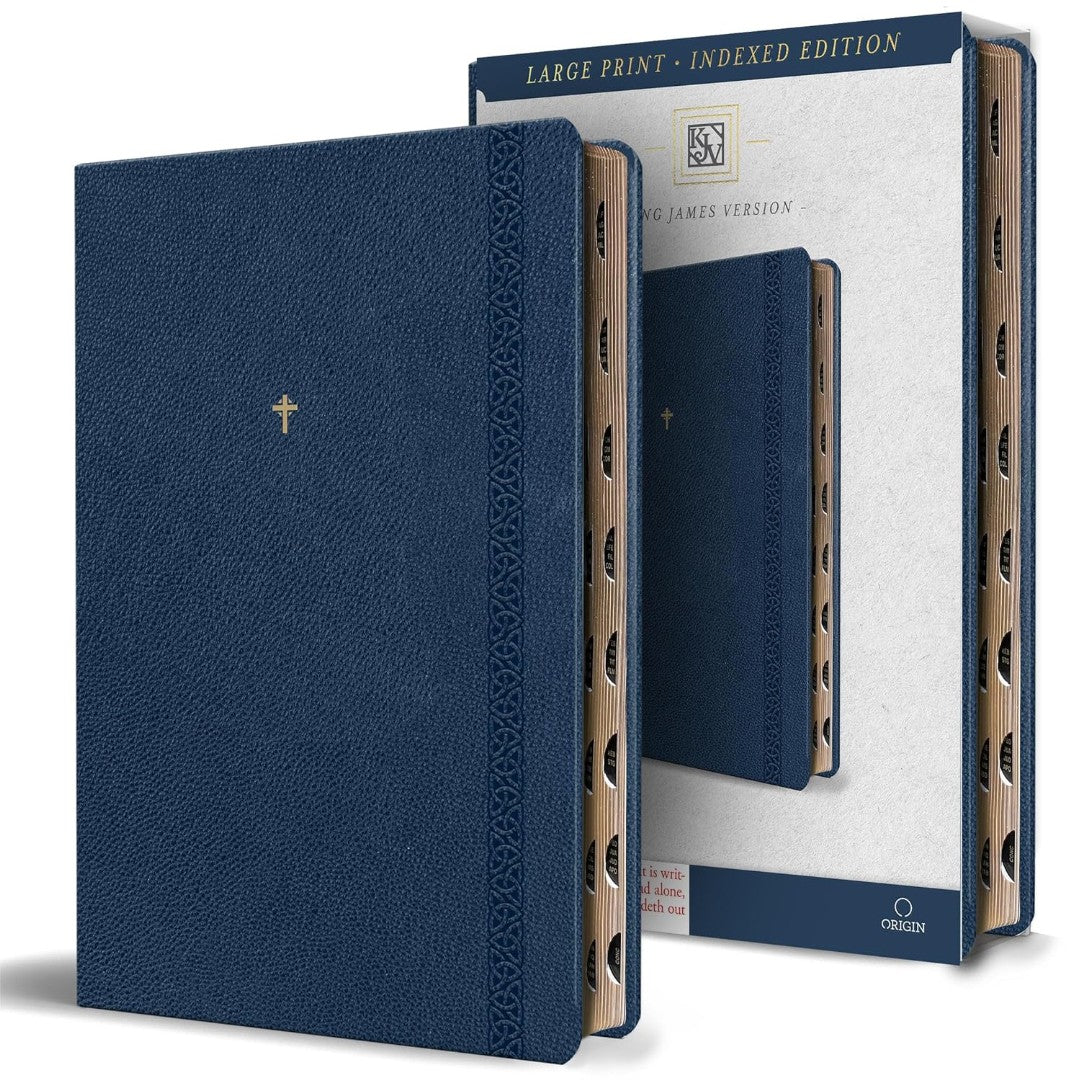 KJV Holy Bible, Large Print Handy, Blue Premium Indexed