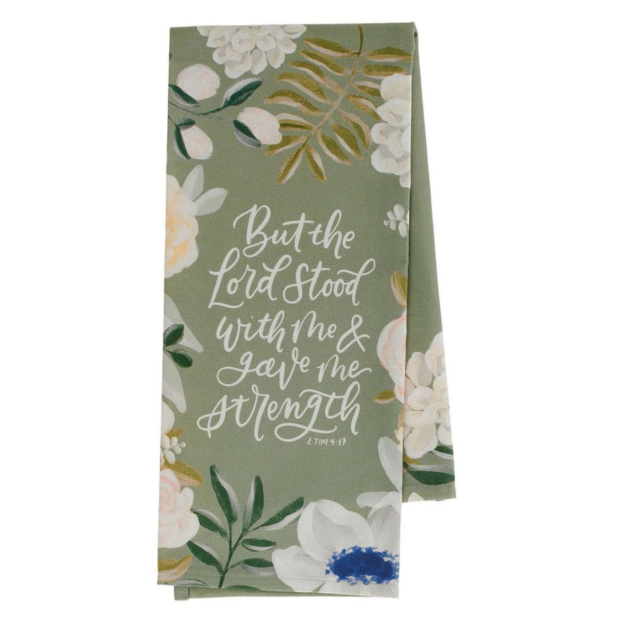 The Lord Stood With Me Sage Green Cotton Tea Towel