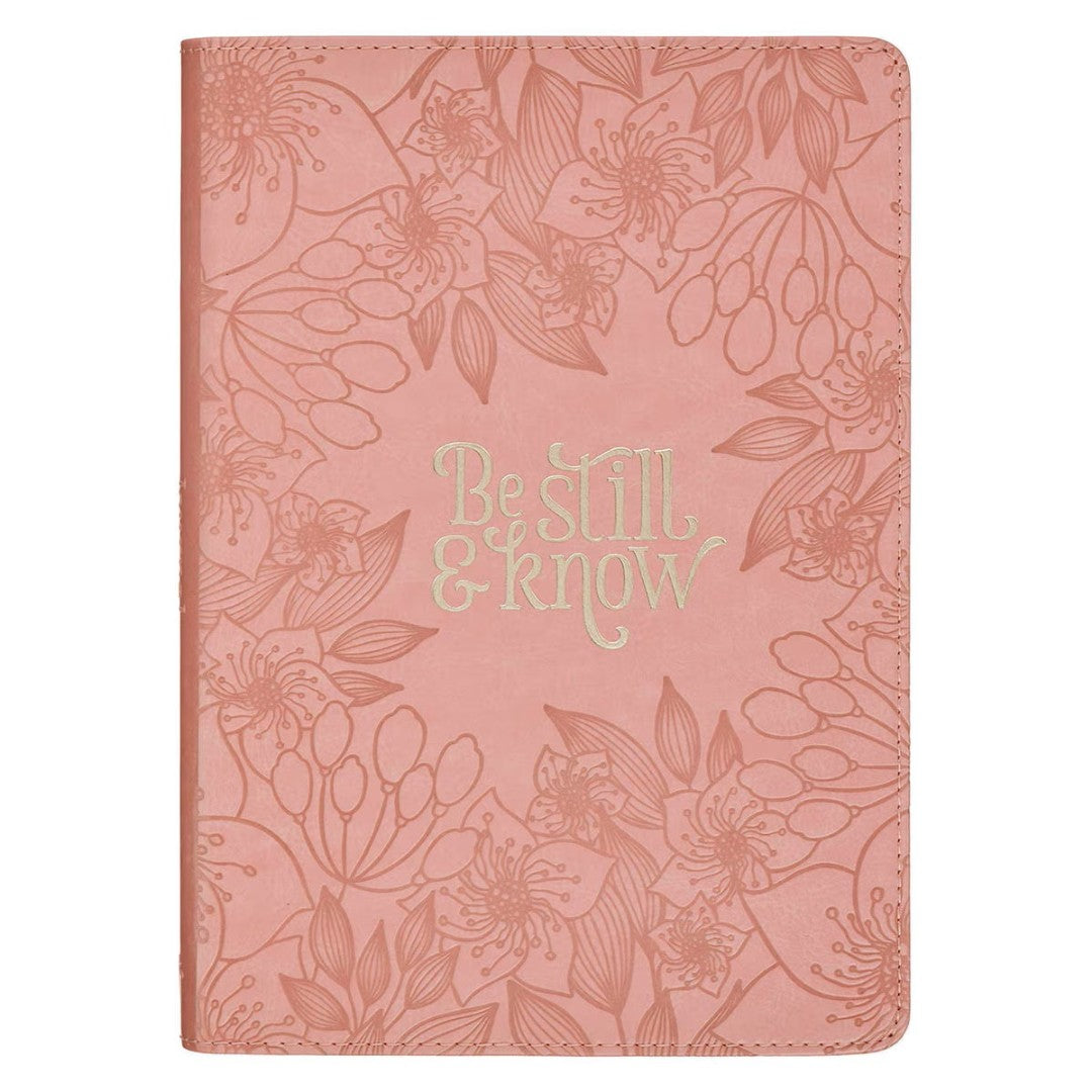 Be Still and Know Pink Floral Faux Leather Classic Journal